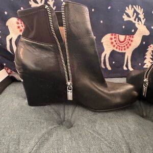 Michael Kors Black Wedge Boots with Zipper